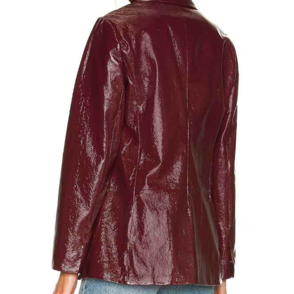 LNA Faux-leather crinkle jacket in wine - Picture 2 of 15